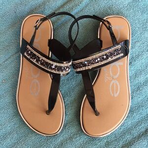 Bebe Black Beaded Sandals